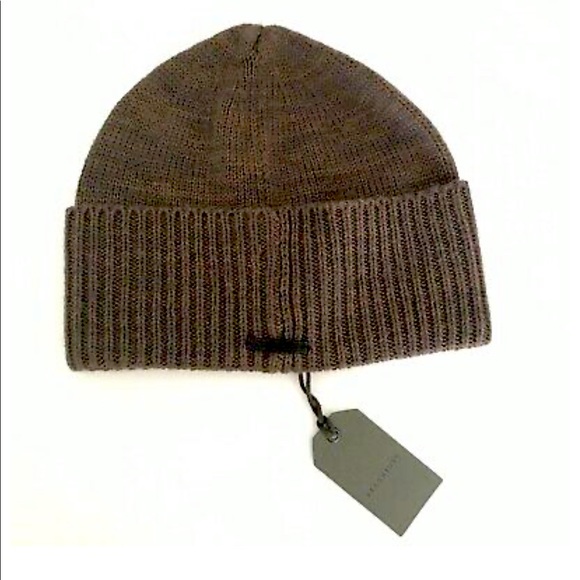 All Saints Accessories - All Saints Marled Beanie Knit Hat Light Khaki